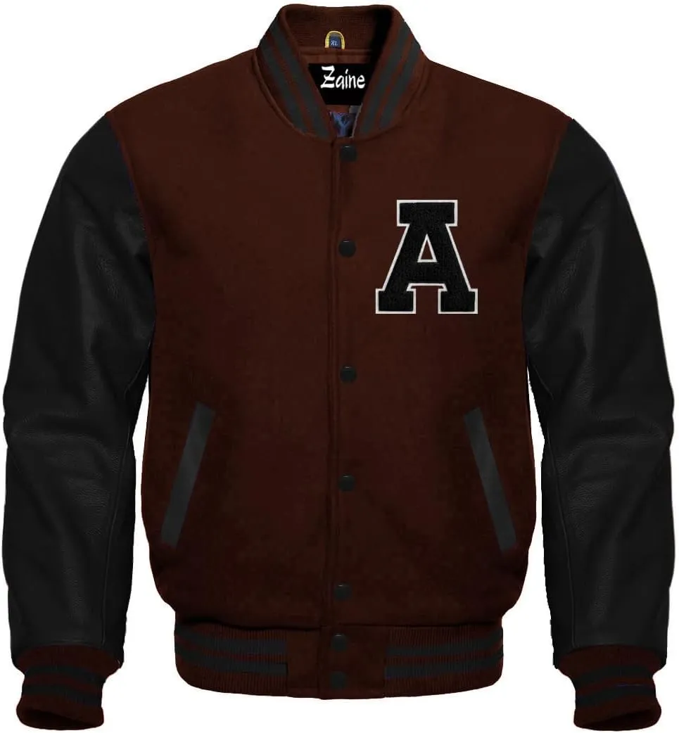 Zaine Enterprises Varsity Baseball Letterman Wool & Genuine Leather Sleeves A LOGO Jacket