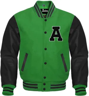 Zaine Enterprises Varsity Baseball Letterman Wool & Genuine Leather Sleeves A LOGO Jacket