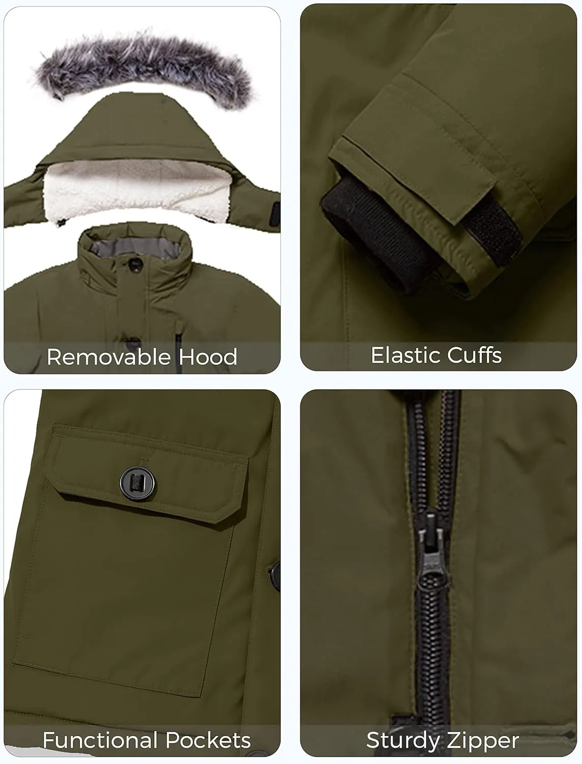 ZSHOW Boys' Hooded Winter Coat Warm Waterproof Puffer Jacket Thick Fleece Parka