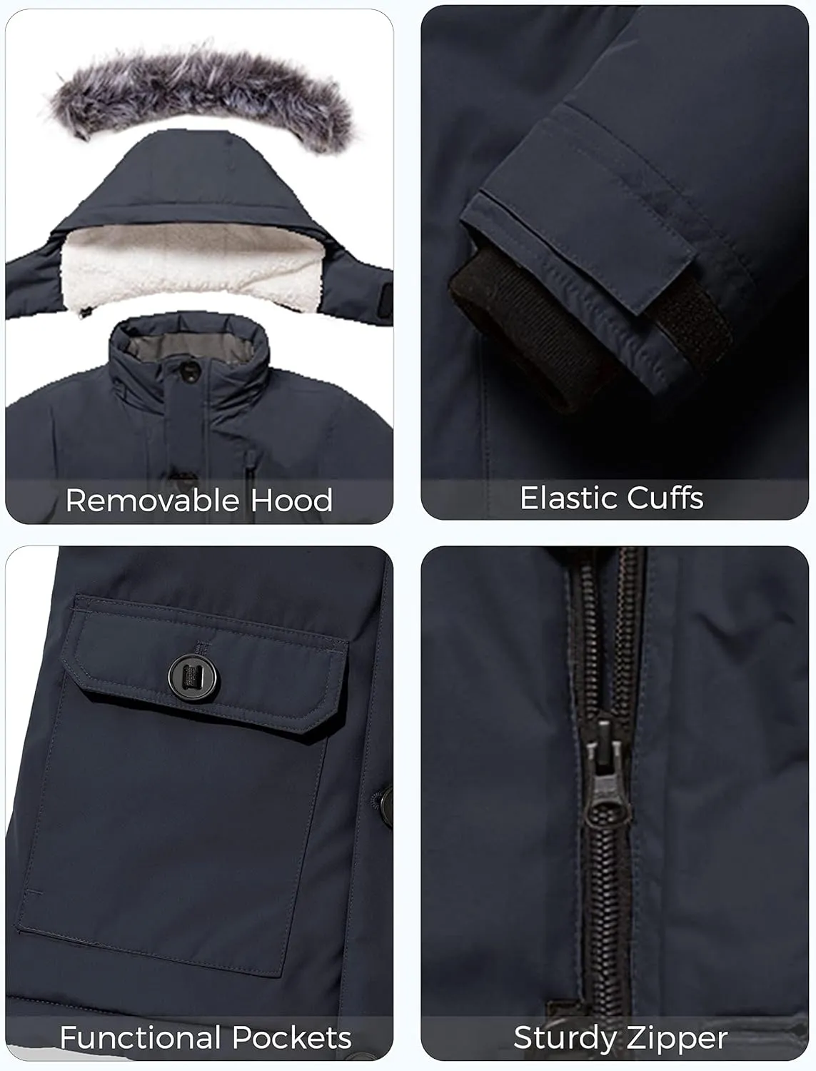 ZSHOW Boys' Hooded Winter Coat Warm Waterproof Puffer Jacket Thick Fleece Parka