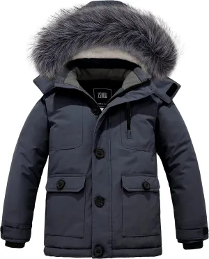 ZSHOW Boys' Hooded Winter Coat Warm Waterproof Puffer Jacket Thick Fleece Parka