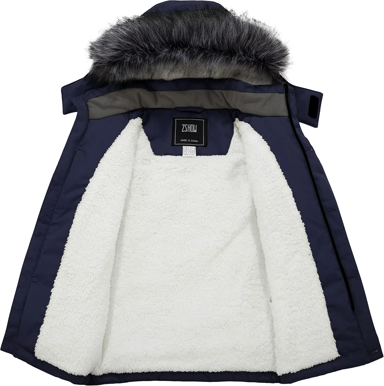 ZSHOW Boys' Hooded Winter Coat Warm Waterproof Puffer Jacket Thick Fleece Parka